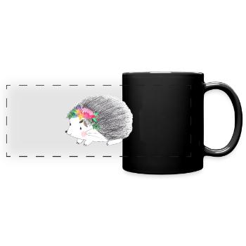 hedgehog - Full Colour Panoramic Mug - black - Front