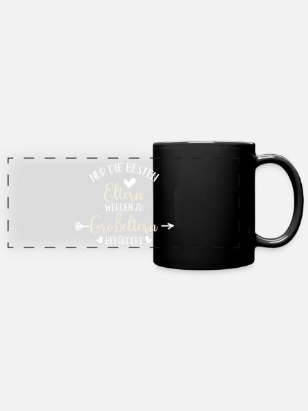 Schwangerschaftsankündigung Geschenkidee - Panorama-Tasse farbig - Schwarz