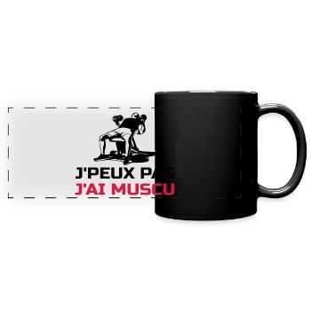 Je peux pas j'ai muscu - Musculation - Mug panoramique uni - noir - Devant