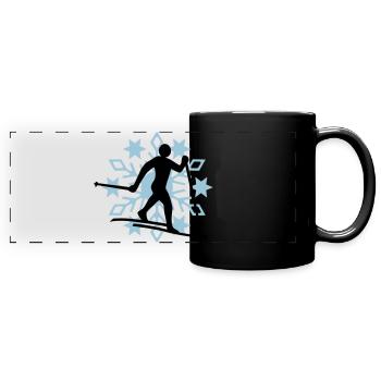 Langläufer Schneeflocke - Panorama-Tasse farbig - Schwarz - Vorne