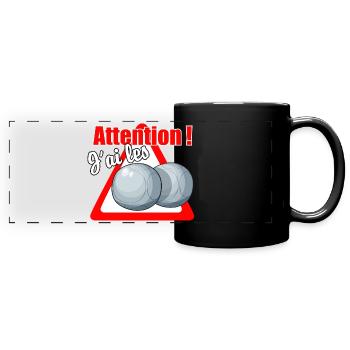 Balls! - Panorama-Tasse farbig - Schwarz - Vorne