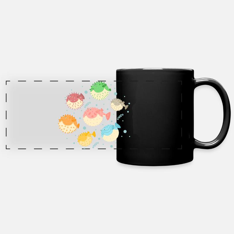 Colorful Puffer Fish - Full Colour Panoramic Mug - black
