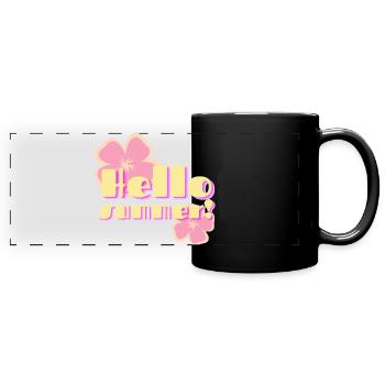 Hallo Sommer-Retro-Pastellblumen - Panorama-Tasse farbig - Schwarz - Vorne