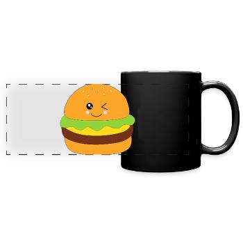 Burger, fast food, essen, kochen - Panorama-Tasse farbig - Schwarz - Vorne