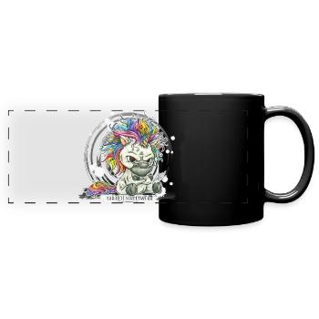 Pre Coffee Mornicorn - Panorama-Tasse farbig - Schwarz - Vorne
