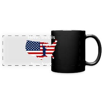 Drapeau USA et Statue de la Liberté - Mug panoramique uni - noir - Devant