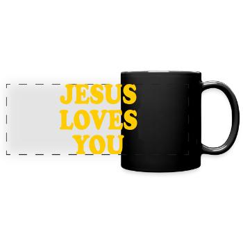 Jesus loves you - Full Colour Panoramic Mug - black - Front