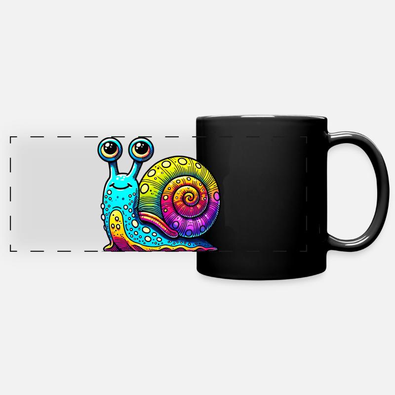 Schnecke - Panorama-Tasse farbig - Schwarz