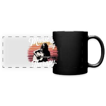 Music is My Therapy Notenschlüssel Musikfans und - Panorama-Tasse farbig - Schwarz - Vorne