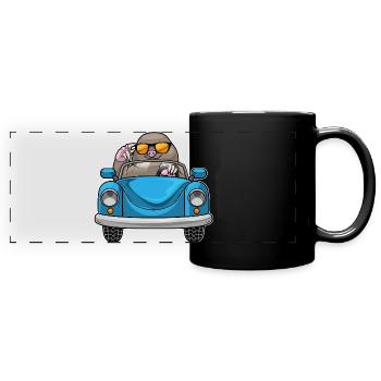 Maulwurf Auto - Panorama-Tasse farbig - Schwarz - Vorne