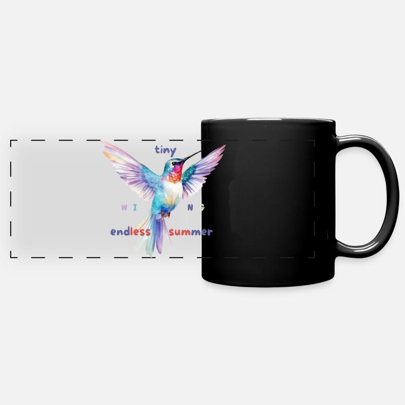 Watercolour Hummingbird Summer Design - Full Colour Panoramic Mug - black