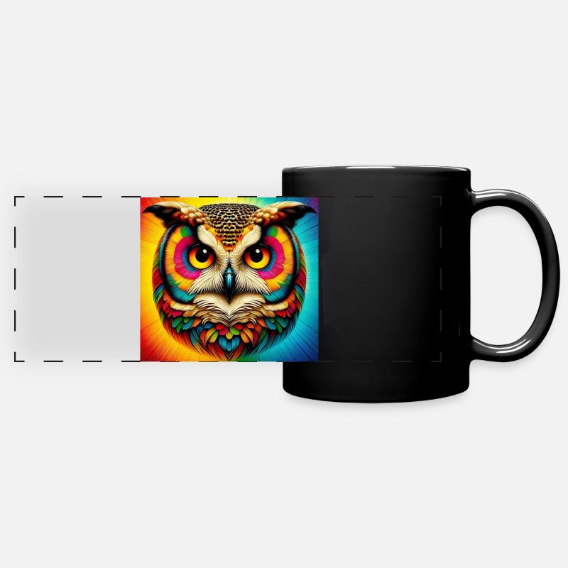 owl - Full Colour Panoramic Mug - black