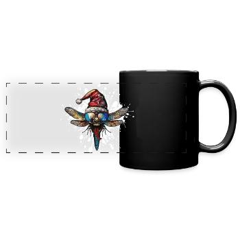 Dragonfly Christmas Funny - Full Colour Panoramic Mug - black - Front
