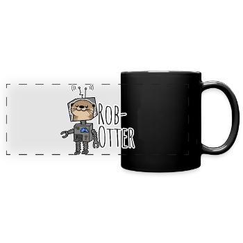 Rob-Otter - Half Otter, Half Robot Pun! - Full Colour Panoramic Mug - black - Front