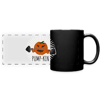 Pumpkin - pumpkin goes pumping in the gym! - Full Colour Panoramic Mug - black - Front