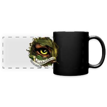 Woodwalkers Design Auge Berglöwe Mit Schriftzug - Panorama-Tasse farbig - Schwarz - Vorne