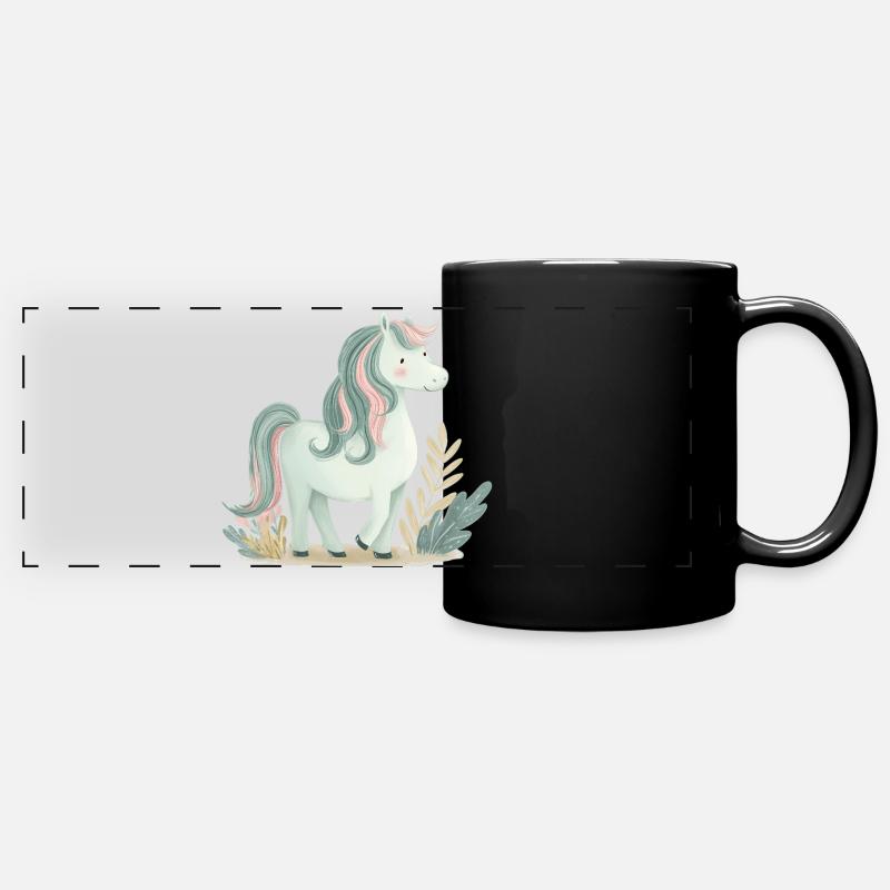 Cute Pony Horse - Full Colour Panoramic Mug - black