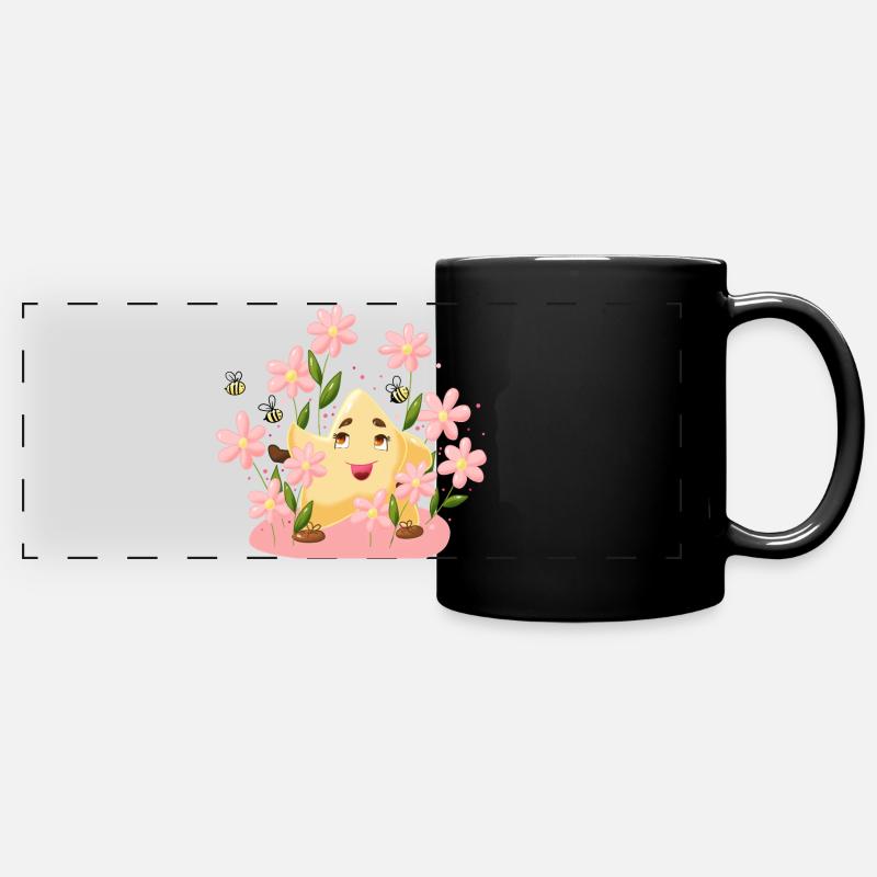 Twinki l'étoile et les fleurs - Mug panoramique uni - noir