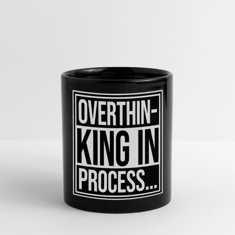 Overthinking In Process Funny Brooding Saying Logo Full Colour Panoramic Mug