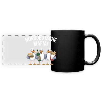 Mafia nord-allemande, mouettes, Burgers, frites, bière - Mug panoramique uni - noir - Devant