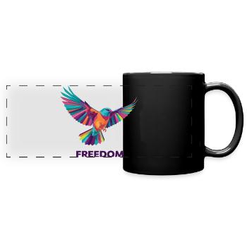 Lebendige geometrische Hummingbird-Freiheit - Panorama-Tasse farbig - Schwarz - Vorne