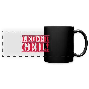 leider geil - Panorama-Tasse farbig - Schwarz - Vorne