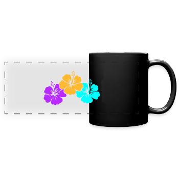 hibiskus - Panorama-Tasse farbig - Schwarz - Vorne