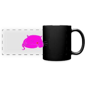 sleeping cat - Full Colour Panoramic Mug - black - Front