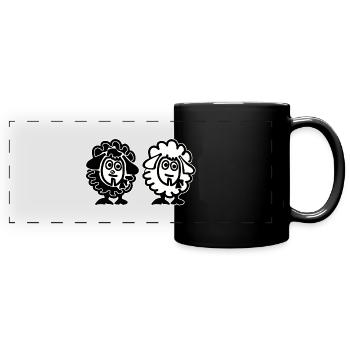 Les deux moutons - jumeaux - Mug panoramique uni - noir - Devant