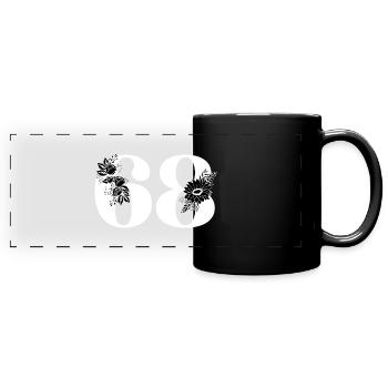 Nummer 68 Schwarze Blumen - 68. Blumengeburtstag - Panorama-Tasse farbig - Schwarz - Vorne