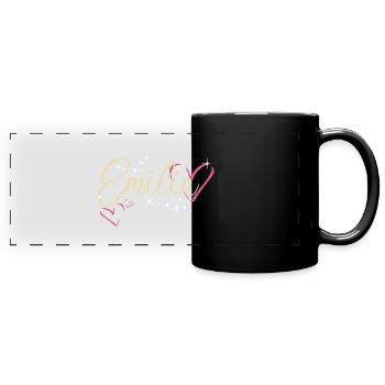 Emilia Surname First name Calligraphy Heart - Full Colour Panoramic Mug - black - Front