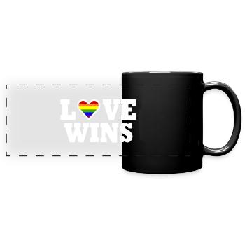 Love wins - Panorama-Tasse farbig - Schwarz - Vorne