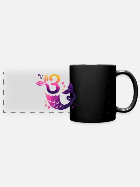 3 Sirène d’anniversaire - Mug panoramique uni - noir