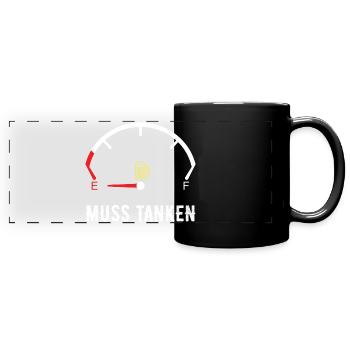 Bier Tanken - Panorama-Tasse farbig - Schwarz - Vorne
