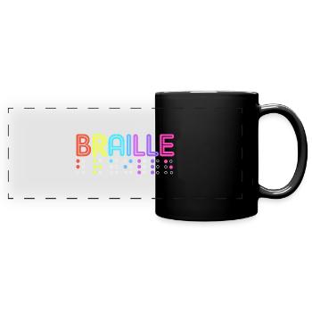 Blindenschrift Braille Blind - Full Colour Panoramic Mug - black - Front