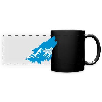 Wolf and mountains - Full Colour Panoramic Mug - black - Front