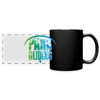 Paragliding Schriftzug Gleitschirm blaugrün - Panorama-Tasse farbig - Schwarz - Vorne