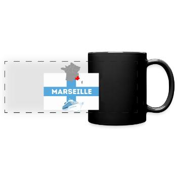 Marseille, die Flagge der Stadt - Panorama-Tasse farbig - Schwarz - Vorne