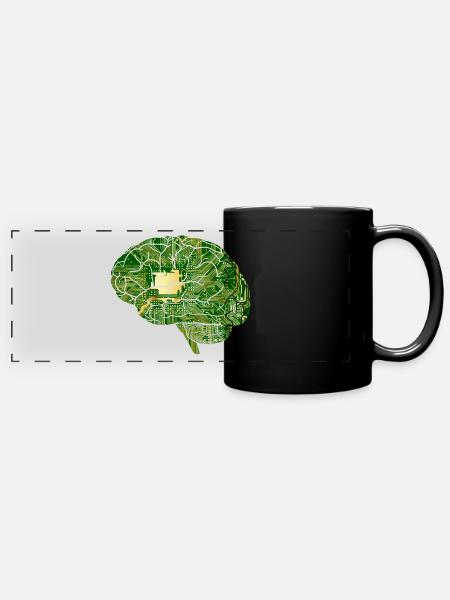 Gehirn,Schaltkreis,elektronik - Panorama-Tasse farbig - Schwarz