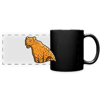 Leopard Großkatze Wildkatze Geschenkidee Wildlife - Panorama-Tasse farbig - Schwarz - Vorne