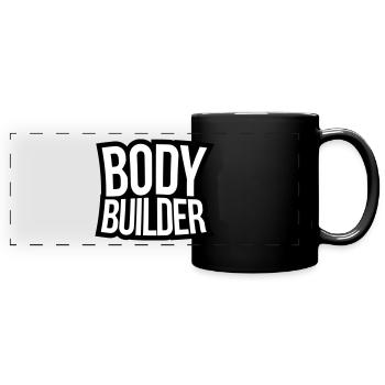 Bodybuilder text - Full Colour Panoramic Mug - black - Front