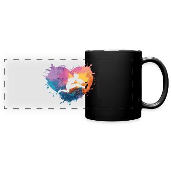 Hobby Horsing Herz - Panorama-Tasse farbig - Schwarz - Vorne