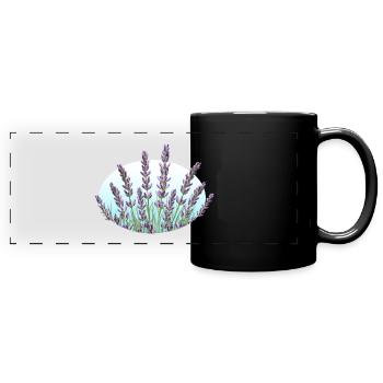 Lavender Lavender Stalks Lavender Field - Full Colour Panoramic Mug - black - Front