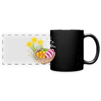 Joyeuses Pâques Panier de Pâques Oeufs de Pâques Oeufs de Pâques - Mug panoramique uni - noir - Devant