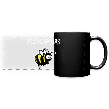 Plüschmors, Hummel, Plattdeutsch - Panorama-Tasse farbig - Schwarz - Vorne