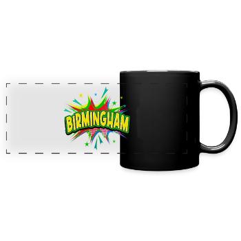 Birmingham Angleterre Royaume-Uni Ville Pop Art Comic Art - Mug panoramique uni - noir - Devant
