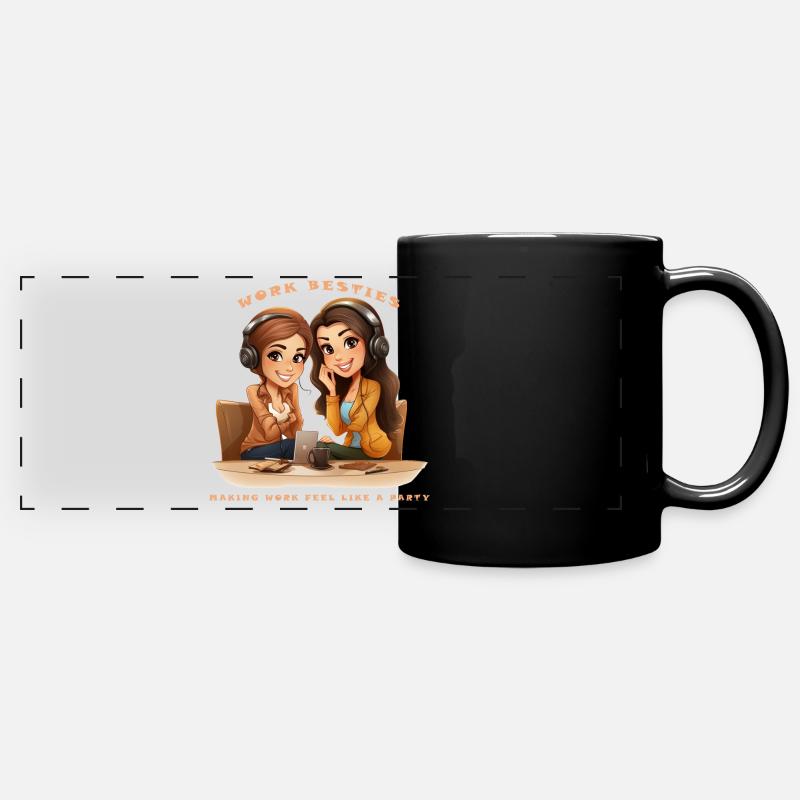 Work besties, beasts, Making Work Feel Like a Part - Full Colour Panoramic Mug - black