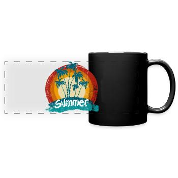 Sunset Palm Summer Vibes - Full Colour Panoramic Mug - black - Front