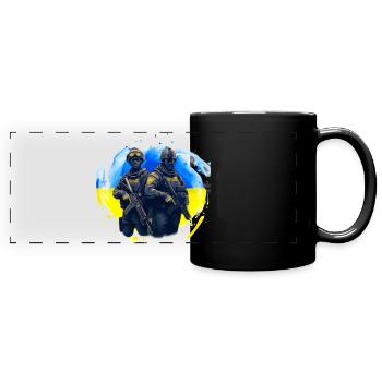 Des soldats devant l’Ukraine Drapeau de la liberté Donbass - Mug panoramique uni - noir - Devant