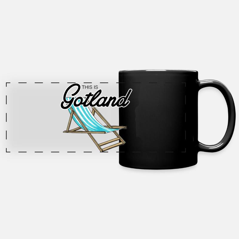 This is Gotland Beach Chair - Full Colour Panoramic Mug - black